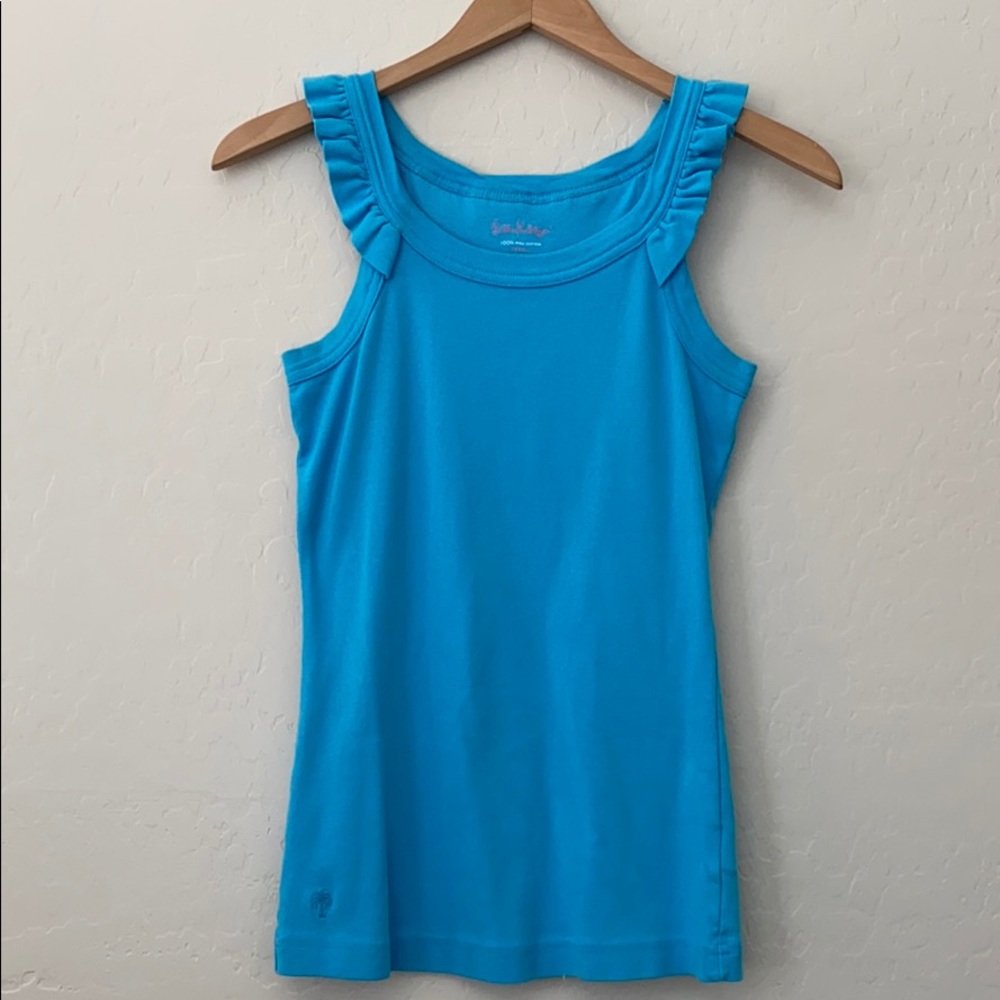 Lilly Pulitzer Blue Ruffle Tank Top